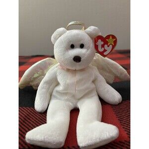 1998 Ty Halo the Bear 4208 Beanie Baby 8.5" Angel Plush Toy Stuffed Animal